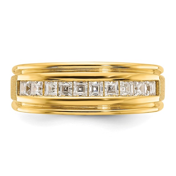 IBGoodman 14k Men's Polished and Satin Square 10-Stone Ring Mounting