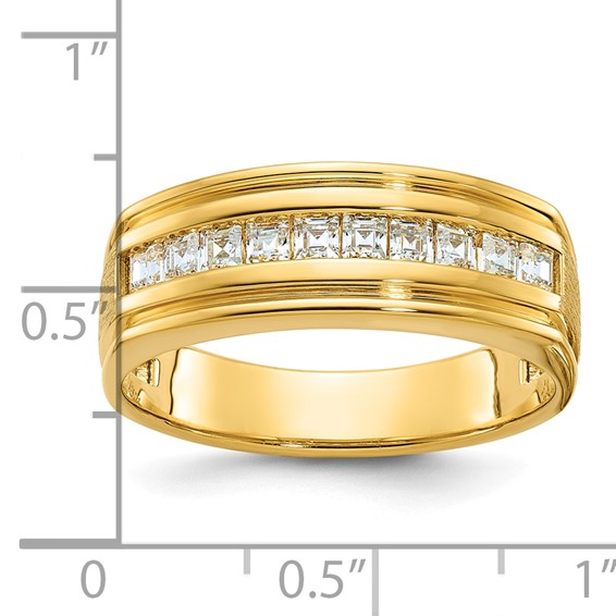 IBGoodman 14k Men's Polished and Satin Square 10-Stone Ring Mounting
