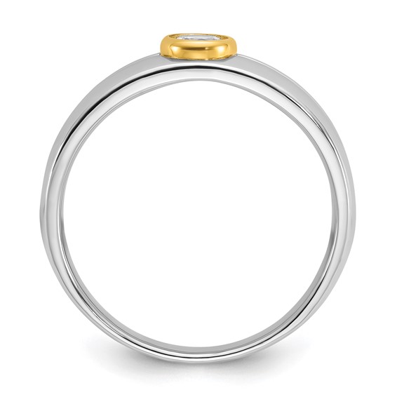 IBGoodman 14k Two-tone Men's Polished and Cut-Out Bezel Set Solitaire Ring Mounting