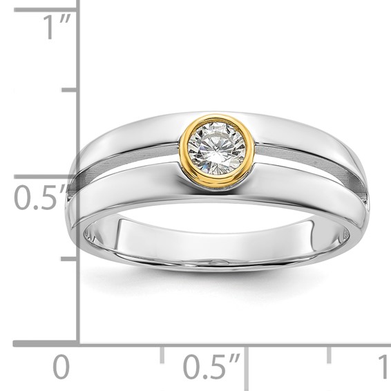 IBGoodman 14k Two-tone Men's Polished and Cut-Out Bezel Set Solitaire Ring Mounting
