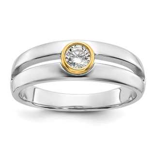 IBGoodman 14k Two-tone Men's Polished and Cut-Out Bezel Set Solitaire Ring Mounting