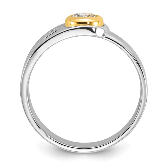 IBGoodman 14k Two-tone Men's Polished and Cut-Out Bezel Set Solitaire 1/2 Carat BB Quality Diamond Ring