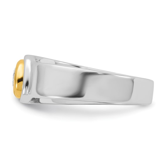 IBGoodman 14k Two-tone Men's Polished and Cut-Out Bezel Set Solitaire 1/2 Carat BB Quality Diamond Ring