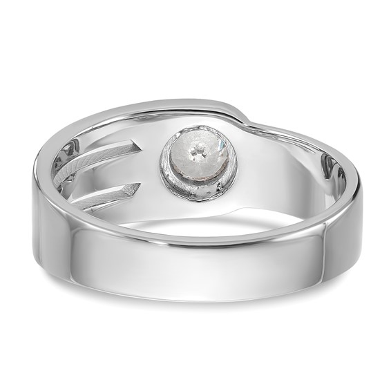 IBGoodman 14k Two-tone Men's Polished and Cut-Out Bezel Set Solitaire 1/2 Carat BB Quality Diamond Ring