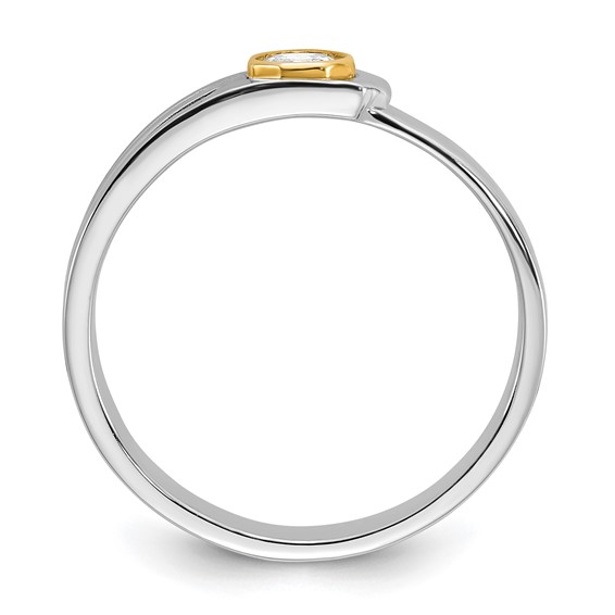 IBGoodman 14k Two-tone Men's Polished and Cut-Out Bezel Set Solitaire 1/4 Carat BB Quality Diamond Ring