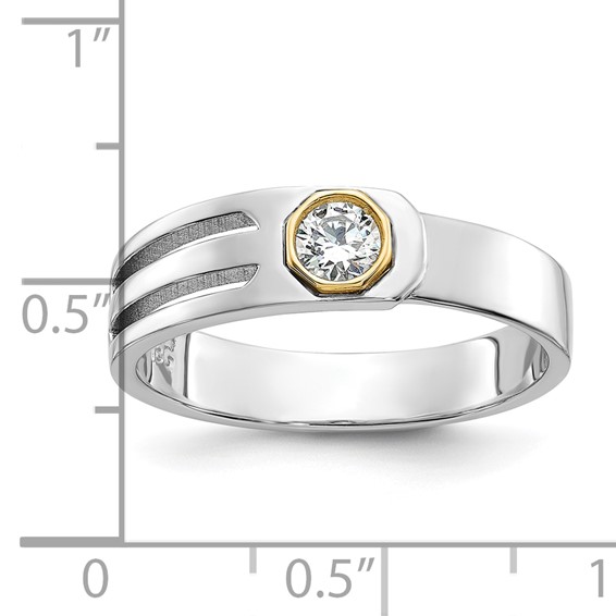 IBGoodman 14k Two-tone Men's Polished and Cut-Out Bezel Set Solitaire 1/4 Carat BB Quality Diamond Ring