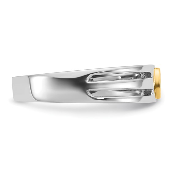 IBGoodman 14k Two-tone Men's Polished and Cut-Out Bezel Set Solitaire 1/4 Carat BB Quality Diamond Ring