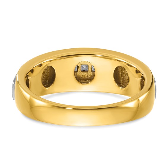 IBGoodman 14k Two-tone Men's Polished and Textured 5-Stone 1/4 Carat BB Quality Princess-cut Diamond Ring