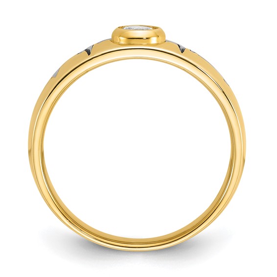 IBGoodman 14k Two-tone Men's Polished and Grooved Bezel Set 2/5 Carat BB Quality Diamond Heartbeat Ring