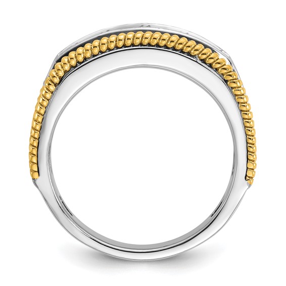 IBGoodman 14k Two-tone Men's Polished Satin and Textured 5-Stone 1 Carat AA Quality Diamond Ring