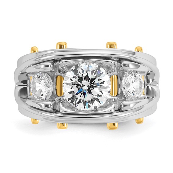 14KTT True Origin Lab Grown Diamond VS/SI+ G+ 3 Stone Complete Men's Ring