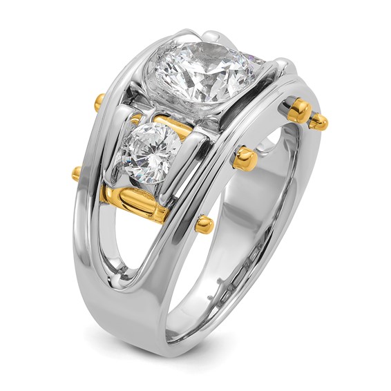 14KTT True Origin Lab Grown Diamond VS/SI+ G+ 3 Stone Complete Men's Ring