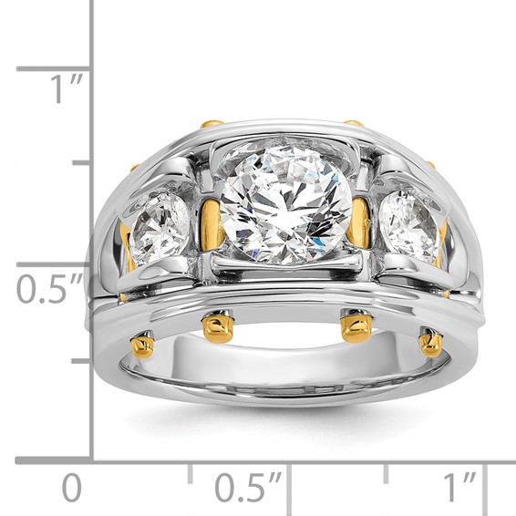 14KTT True Origin Lab Grown Diamond VS/SI+ G+ 3 Stone Complete Men's Ring