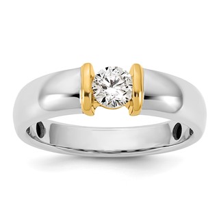 IBGoodman 14k Two-Tone 1/2 carat Lab Grown Diamond VS/SI+ G+ Complete Men's Wedding Band