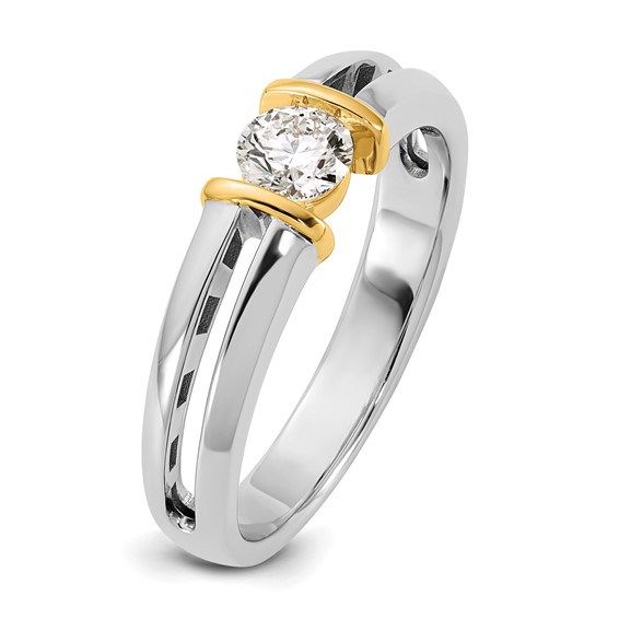 IBGoodman 14k Two-Tone 1/2 carat Lab Grown Diamond VS/SI+ G+ Complete Men's Wedding Band