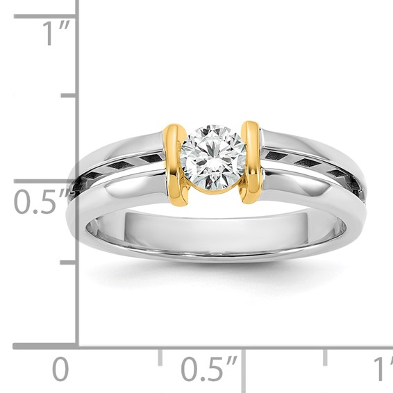 IBGoodman 14k Two-Tone 1/2 carat Lab Grown Diamond VS/SI+ G+ Complete Men's Wedding Band