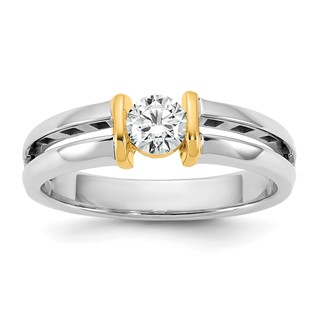 IBGoodman 14k Two-Tone 1/2 carat Lab Grown Diamond VS/SI+ G+ Complete Men's Wedding Band