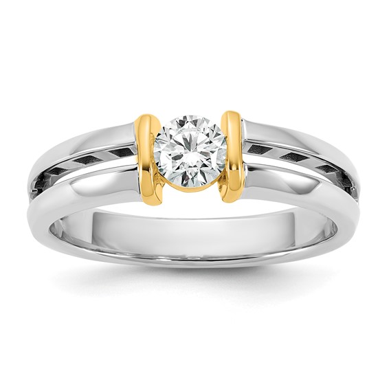 IBGoodman 14k Two-Tone 1/2 carat Lab Grown Diamond VS/SI+ G+ Complete Men's Wedding Band