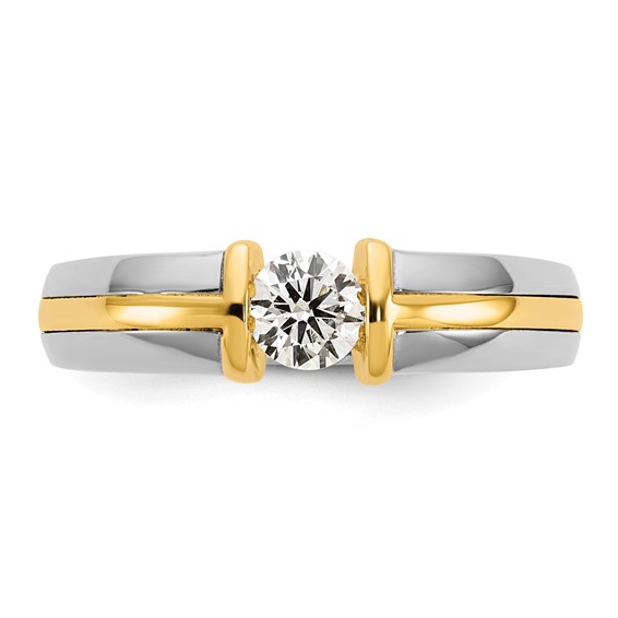 IBGoodman 14k Two-Tone 1/2 carat Lab Grown Diamond VS/SI+ G+ Complete Men's Wedding Band