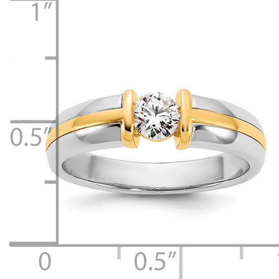 IBGoodman 14k Two-Tone 1/2 carat Lab Grown Diamond VS/SI+ G+ Complete Men's Wedding Band