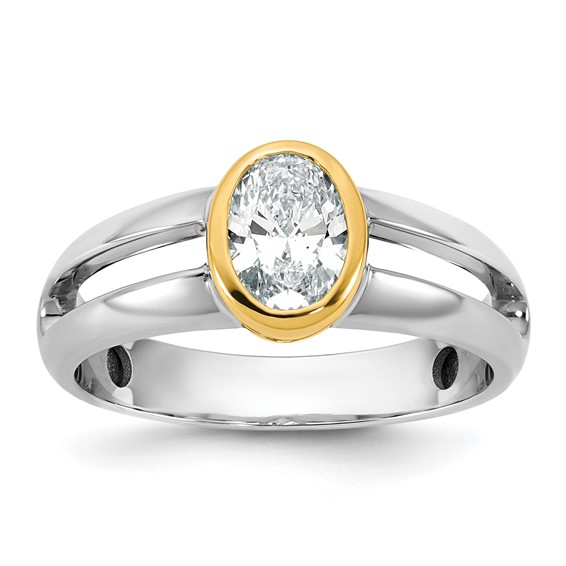 IBGoodman 14k Two-Tone 1 carat Lab Grown Diamond VS/SI+ G+ Complete Men's Wedding Band