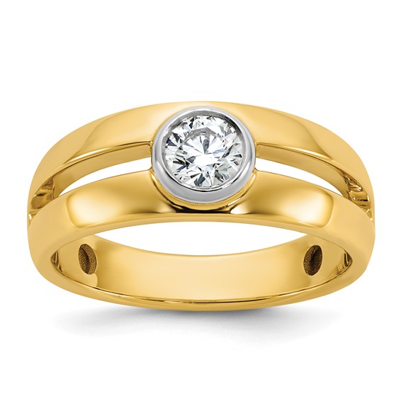 IBGoodman 14k Two-Tone 1/2 carat Lab Grown Diamond VS/SI+ G+ Complete Men's Wedding Band