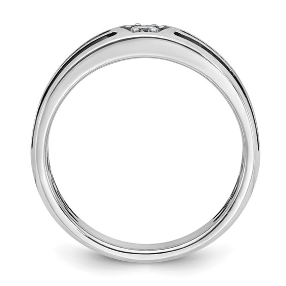 14kw w/Black Rhodium IB Goodman Mens Complete 1/6ct Diamond Ring