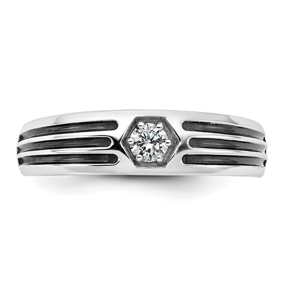 14kw w/Black Rhodium IB Goodman Mens Complete 1/6ct Diamond Ring