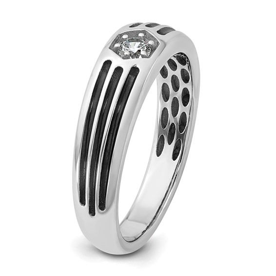 14kw w/Black Rhodium IB Goodman Mens Complete 1/6ct Diamond Ring
