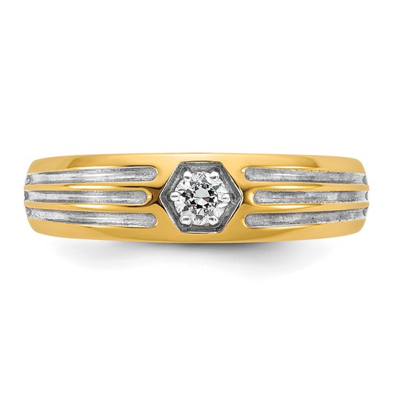 14ky w/White Rhodium IB Goodman Mens Complete 1/6ct Diamond Ring