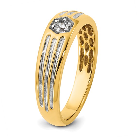 14ky w/White Rhodium IB Goodman Mens Complete 1/6ct Diamond Ring