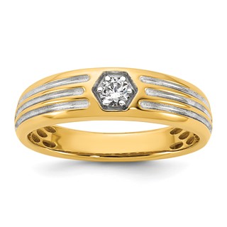 14ky w/White Rhodium IB Goodman Mens Complete 1/6ct Diamond Ring