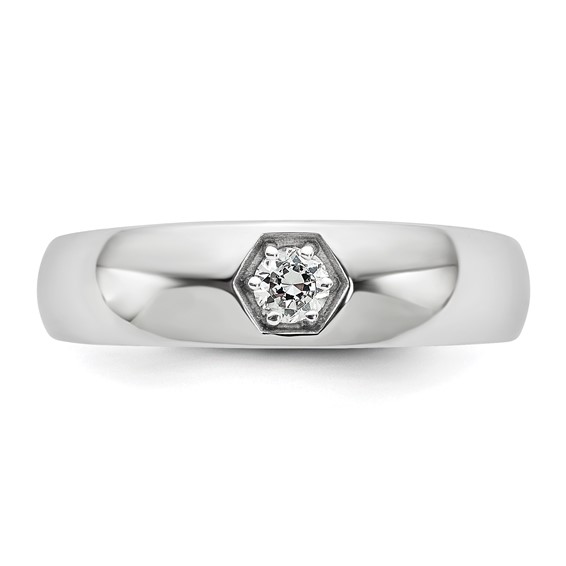 Gold Men's Polished  Diamond Ring