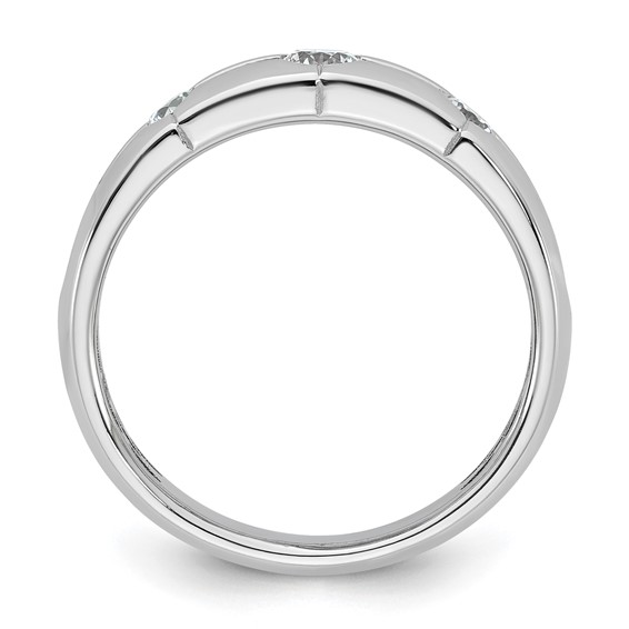 14kw IB Goodman Mens Polished Complete 3-Stone 3/8ct Diamond Ring