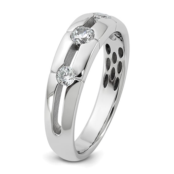 14kw IB Goodman Mens Polished Complete 3-Stone 3/8ct Diamond Ring