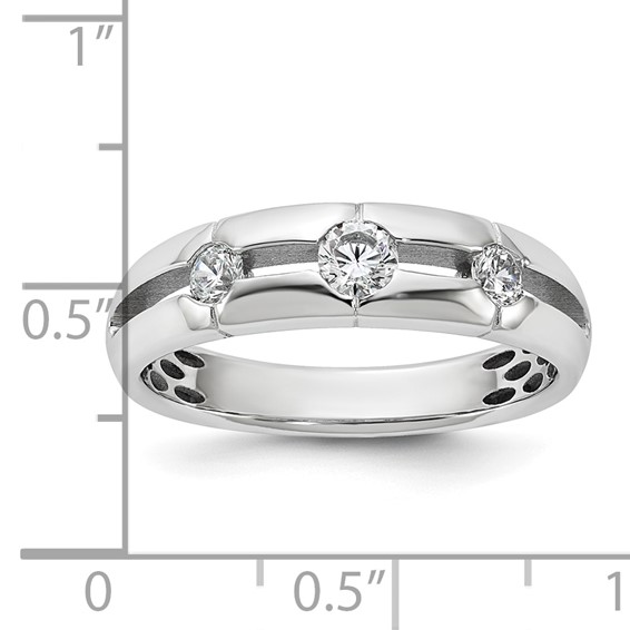 14kw IB Goodman Mens Polished Complete 3-Stone 3/8ct Diamond Ring