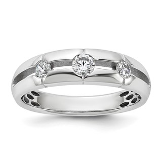 14kw IB Goodman Mens Polished Complete 3-Stone 3/8ct Diamond Ring