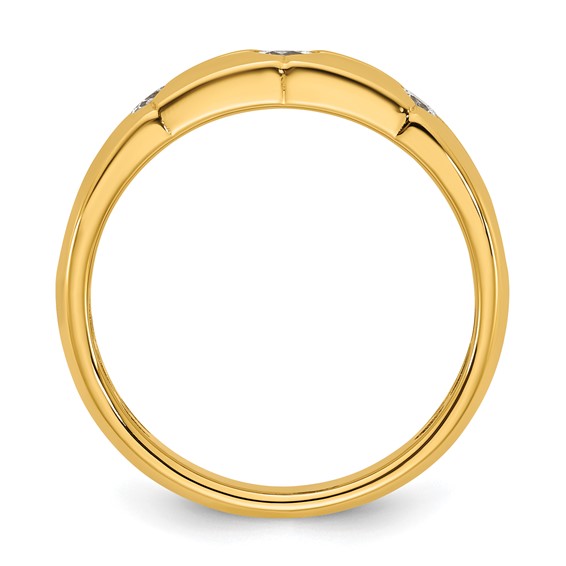 14ky IB Goodman Mens Polished Complete 3-Stone 3/8ct Diamond Ring