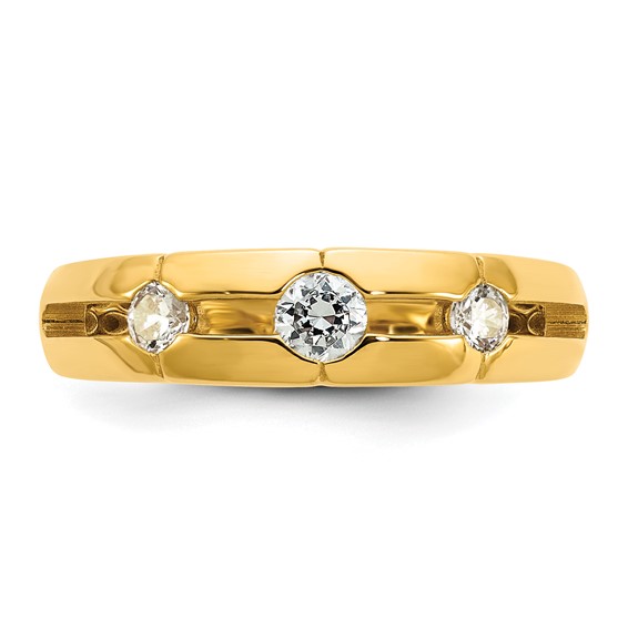 14ky IB Goodman Mens Polished Complete 3-Stone 3/8ct Diamond Ring