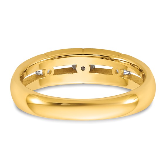 14ky IB Goodman Mens Polished Complete 3-Stone 3/8ct Diamond Ring