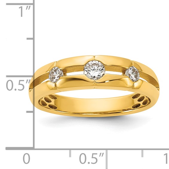 14ky IB Goodman Mens Polished Complete 3-Stone 3/8ct Diamond Ring