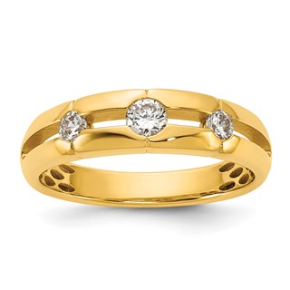14ky IB Goodman Mens Polished Complete 3-Stone 3/8ct Diamond Ring
