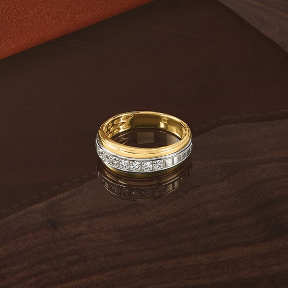 14ktt IB Goodman Mens Satin Complete 7-Stone 3/8ct Diamond Ring