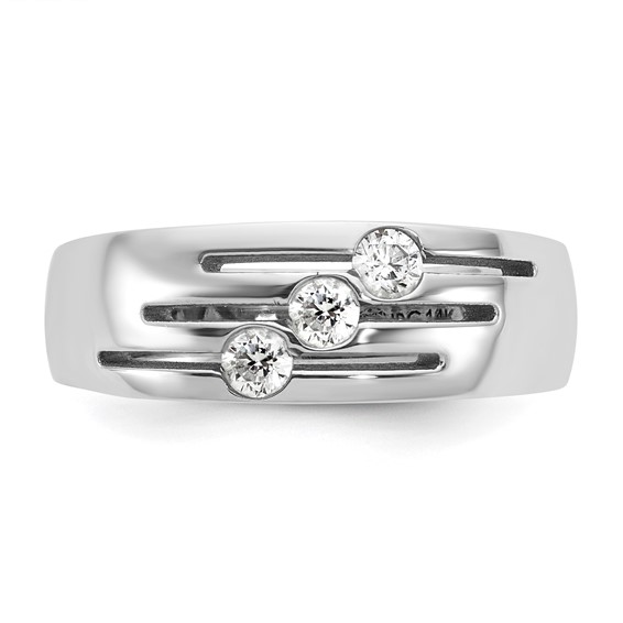14kw IB Goodman Mens Polished Complete 3-Stone 1/4ct Diamond Ring