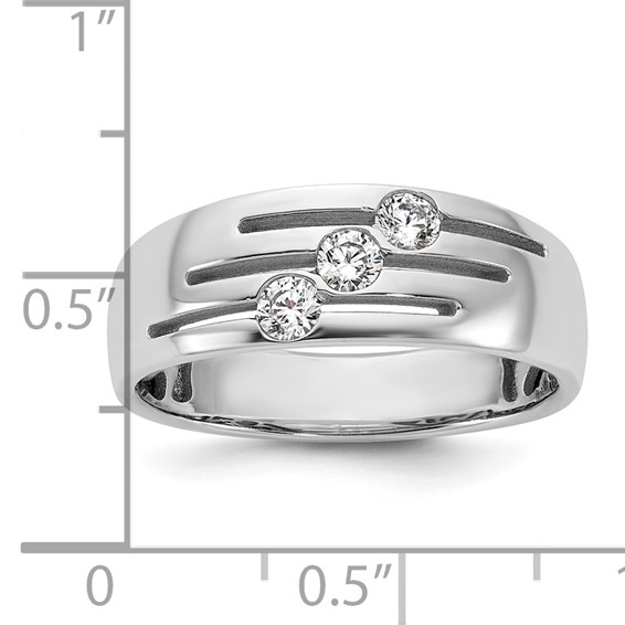 14kw IB Goodman Mens Polished Complete 3-Stone 1/4ct Diamond Ring