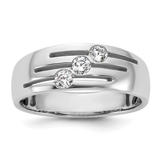 14kw IB Goodman Mens Polished 3-Stone Diamond Ring Mounting