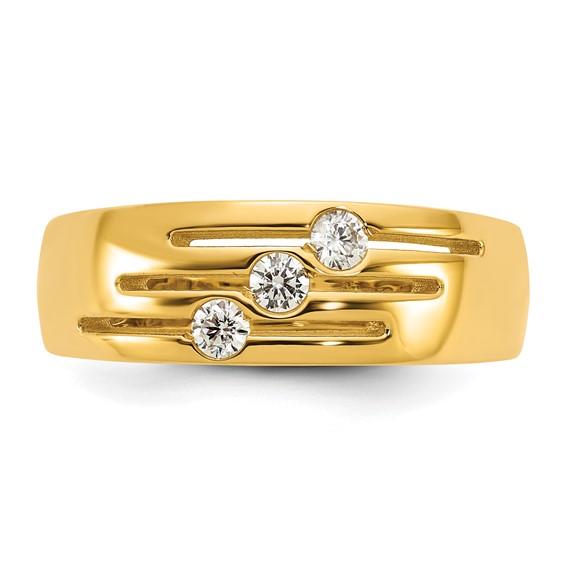 14ky IB Goodman Mens Polished 3-Stone Diamond Ring Mounting