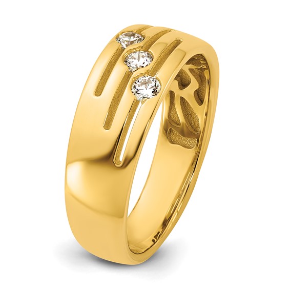 14ky IB Goodman Mens Polished 3-Stone Diamond Ring Mounting