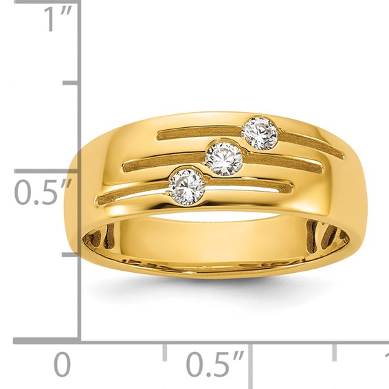 14ky IB Goodman Mens Polished 3-Stone Diamond Ring Mounting