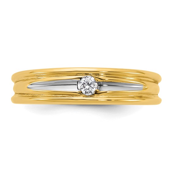 14ky w/White Rhodium IB Goodman Mens Complete 1/10ct Diamond Ring